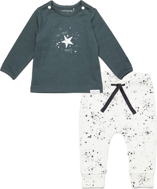 Noppies - Kledingset - Unisex - 2delig - Broek Jos Snow - Shirt Lux Dark Slade - Maat 50