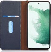 KHAZNEH Hoesje RFID Book Case Leer Blauw Geschikt voor Samsung Galaxy A35