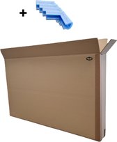 TV Box XL + Protecteurs d'angle - Boîte de déménagement - Boîte de peinture - max 60 pouces - Boîtes de déménagement - karton ondulé double Extra fort - 140 x 85 x 15 cm - Idéal pour l'emballage sûr des téléviseurs / Peintures/ Miroirs