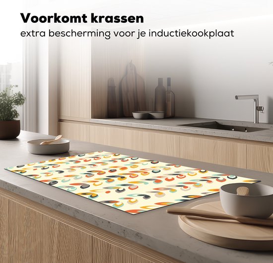 KitchenYeah® Inductie beschermer 91.2x52 cm - Bladeren - Jaren 50 - Patroon - Kookplaataccessoires - Afdekplaat voor kookplaat - Inductiebeschermer - Inductiemat - Inductieplaat mat
