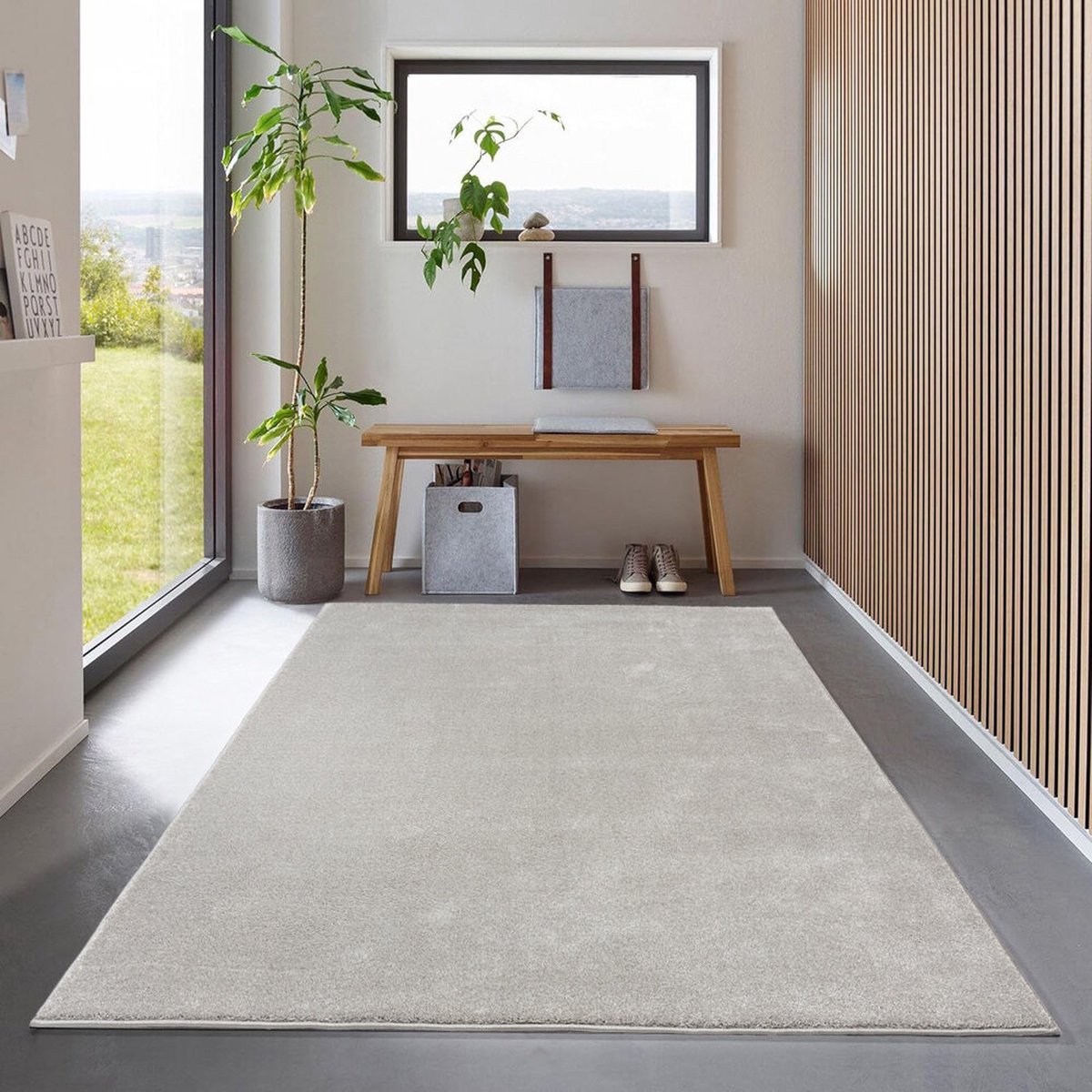 flycarpets Ravenna Effen Vloerkleed Grijs - Tapijt voor Woonkamer - Laagpolig - 200x290 cm