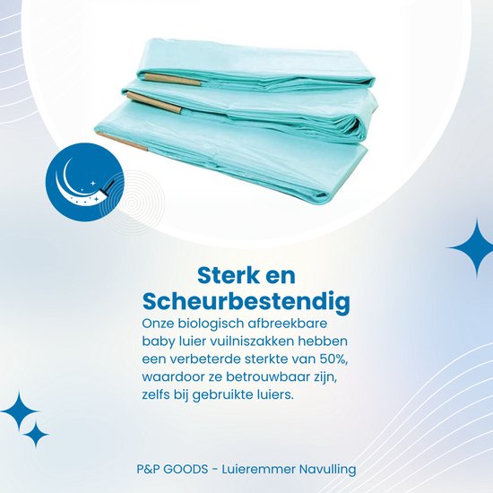 P&P Goods Luieremmer navulling - Vuilniszakken - Anti Geur - Biologisch - Draagvermogen 16L - Mileubewust - Blauw - P&P Goods