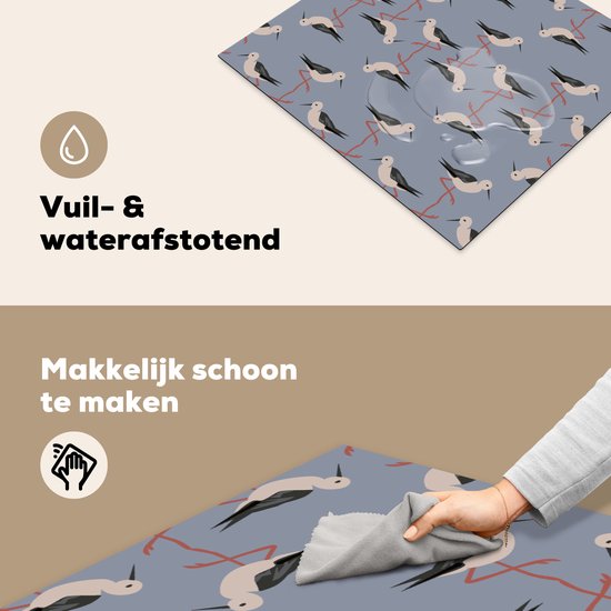 KitchenYeah® Inductie beschermer 59x51 cm - Vogel - Ooievaar - Patroon - Kookplaataccessoires - Afdekplaat voor kookplaat - Inductiebeschermer - Inductiemat - Inductieplaat mat