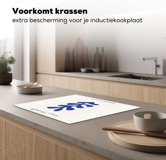 KitchenYeah® Inductie beschermer 65x52 cm - Abstract - Blauw - Kunst - Matisse - Kookplaataccessoires - Afdekplaat voor kookplaat - Inductiebeschermer - Inductiemat - Inductieplaat mat
