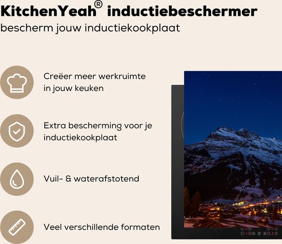 KitchenYeah® Inductie beschermer 76x51.5 cm - Nacht in Grindelwald - Kookplaataccessoires - Afdekplaat voor kookplaat - Inductiebeschermer - Inductiemat - Inductieplaat mat