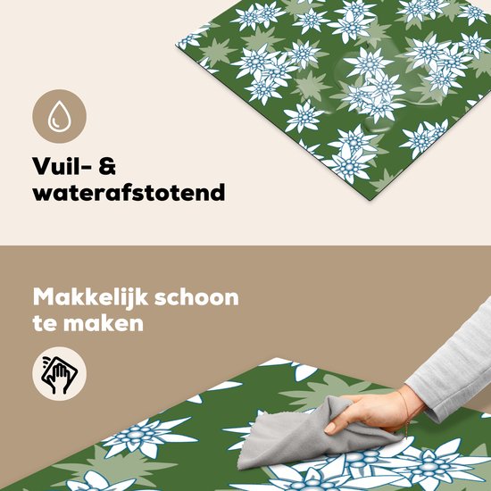 KitchenYeah® Inductie beschermer 57.6x51.6 cm - Edelweiss - Groen - Bloemen - Patronen - Kookplaataccessoires - Afdekplaat voor kookplaat - Inductiebeschermer - Inductiemat - Inductieplaat mat