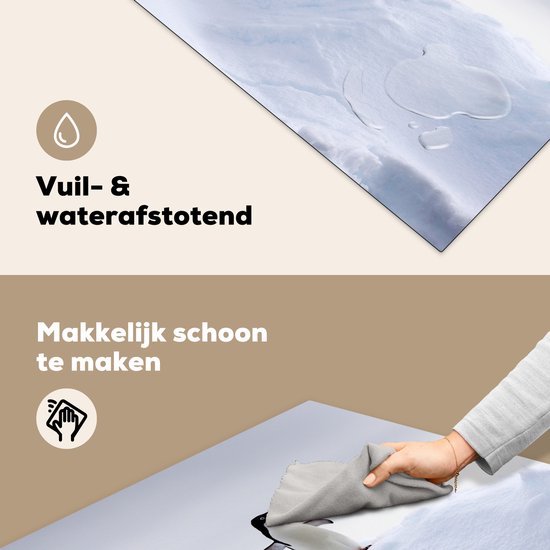 KitchenYeah® Inductie beschermer 78x78 cm - Pinguïn - IJs - Winter - Kookplaataccessoires - Afdekplaat voor kookplaat - Inductiebeschermer - Inductiemat - Inductieplaat mat