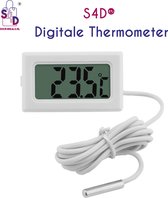 S4D® - Digitale Thermometer - Nauwkeurig Temperatuur Meten - Multifunctioneel - Met Meetsonde 1 Meter - Wit