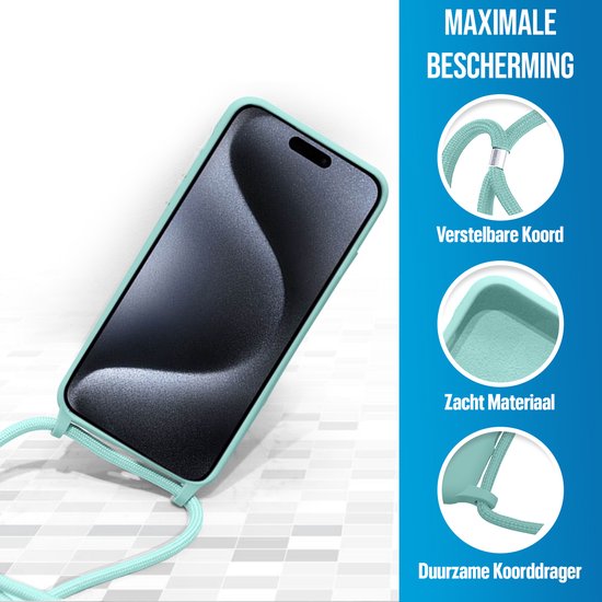 Coque iPhone 15 Plus - Coque arrière - Cordon - Softcase - Flexible - Siliconen - Vert menthe