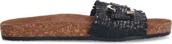 Manfield - Dames - leren slippers met gesp