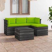 Decoways - 5-delige Loungeset met kussens pallet massief grenenhout