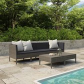 Decoways - 6-delige Loungeset met kussens poly rattan grijs