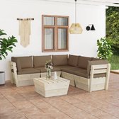 Decoways - 6-delige Loungeset met kussens pallet vurenhout