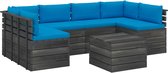 Decoways - 7-delige Loungeset met kussens pallet massief grenenhout