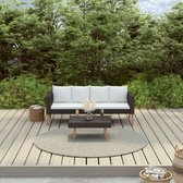 Decoways - 2-delige Loungeset met kussens poly rattan zwart