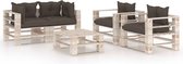 Decoways - 5-delige Loungeset met kussens pallet grenenhout