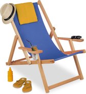 Relaxdays strandstoel hout - met 3 standen - inklapbare ligstoel - vouwstoel - klapstoel