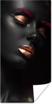 Poster Vrouw - Zwart - Goud - 60x120 cm
