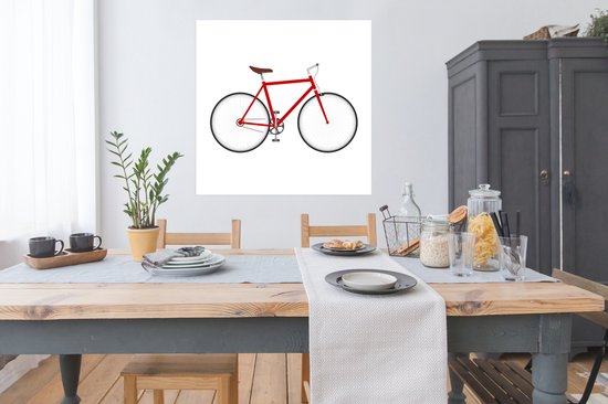 Une vue de côté d'un vélo rouge Poster 100x100 cm - Tirage photo sur Poster (décoration murale salon / chambre)