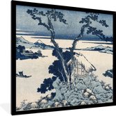 Fotolijst incl. Poster - Uitzicht op Mount Fuji - schilderij van Katsushika Hokusai - 40x40 cm - Posterlijst