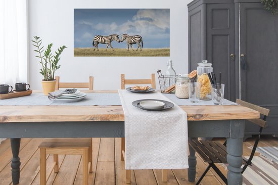 Poster photo Zèbres amoureux 90x60 cm - Tirage photo sur Poster (décoration murale salon / chambre) / Poster Animaux