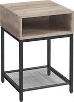 Homestoreking Bijzettafel met Open Compartiment in Metalen Frame - Lichtbruin