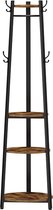 Homestoreking Kledingrek met drie planken in vintage stijl - metalen frame - bruin
