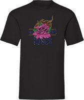 T-shirt On Fire Roses - Black (M)