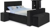 Boxspring Super relax 140x200 Compleet Elektrische verstelbaar kleu :  Donker Grijs