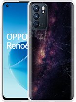 Oppo Reno6 5G Hoesje Black Space Marble - Designed by Cazy