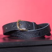LEATHER BELT CROCO BASIC BLACK (100CM)