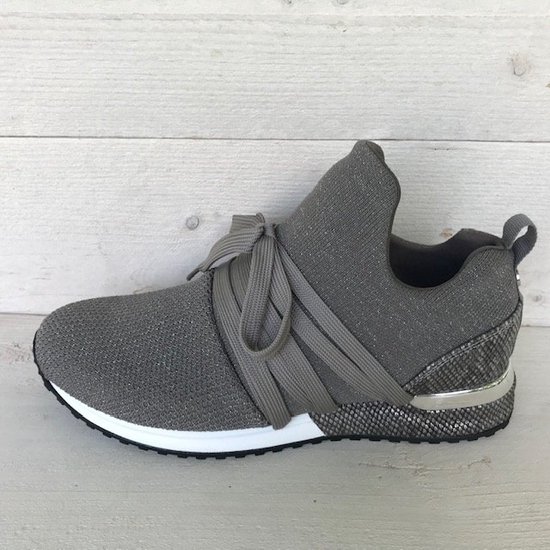 La Strada Sneaker Laag Dames Sneakersock Trend Mesh - Taupe | 38 | bol.com