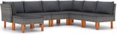 Decoways - 7-delige Loungeset met kussens poly rattan grijs