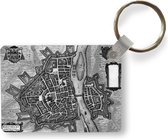 Porte-clés Plans de la ville historique - Plan de la ville historique de Maastricht en plastique noir et blanc porte-clés - porte-clés rectangulaire avec photo