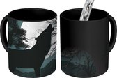 Magische Mok - Foto op Warmte Mok - Wolf - Silhouet - Maan - 350 ML