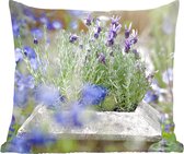 Sierkussen - Van Lavendel In Een Tuin - Multicolor - 40 Cm X 40 Cm