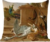 Sierkussens - Kussentjes Woonkamer - 60x60 cm - Jachtbuit bij een bordes - Schilderij van Melchior d'Hondecoeter