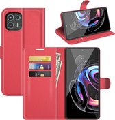 Motorola Edge 20 Lite Hoesje - MobyDefend Kunstleren Wallet Book Case - Rood - GSM Hoesje - Telefoonhoesje Geschikt Voor: Motorola Edge 20 Lite