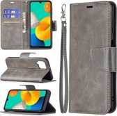 Samsung Galaxy M22 - Galaxy A22 4G Hoesje - MobyDefend Wallet Book Case Met Koord - Grijs - GSM Hoesje - Telefoonhoesje Geschikt Voor Samsung Galaxy M22 - Samsung Galaxy A22 4G