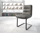 Gestoffeerde-stoel Abelia-Flex sledemodel vlak zwart grijs vintage