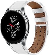 Leer Smartwatch bandje - Geschikt voor  OnePlus Watch leren bandje - wit - Strap-it Horlogeband / Polsband / Armband