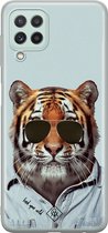 Samsung A22 4G hoesje siliconen - Tijger wild | Samsung Galaxy A22 4G case | blauw | TPU backcover transparant