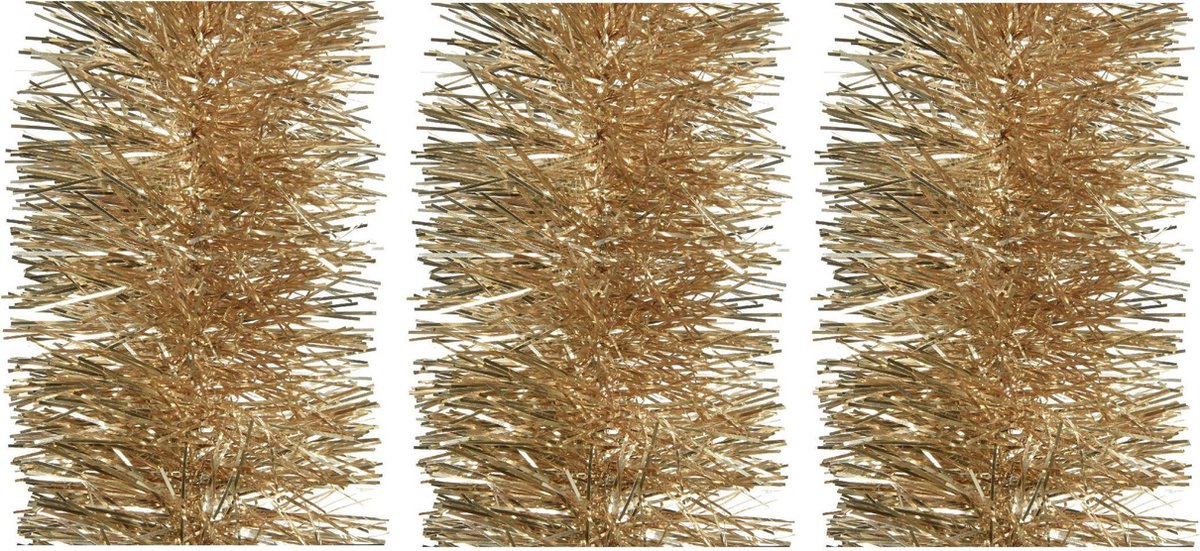 6x stuks kerstslingers camel bruin 270 x 10 cm - Folie lametta guirlandes/slingers