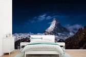 Behang - Fotobehang Matterhorn in de avond in Zwitserland - Breedte 420 cm x hoogte 280 cm - Behangpapier