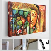 Lord spirituele Boeddha mediteren textuur achtergrond kunstwerk canvas olieverfschilderij. Creatief Artistiek 3D behang - Modern Art Canvas - Horizontaal - 1682549440