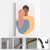 Set van abstracte man en vrouwelijke vormen. Abstracte paarportretten in pastelkleuren. Collectie hedendaagse kunst posters - Moderne kunst canvas - Verticaal - 1824657665