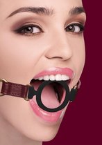 Shots - Ouch! Silicone Open Ring Gag burgundy