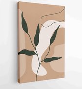 Botanische muur kunst vector set. Earth tone boho gebladerte lijntekening met abstracte vorm 3 - Moderne schilderijen – Verticaal – 1888031896 - 115*75 Vertical