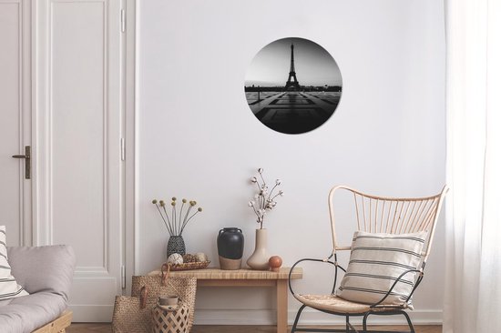 WallCircle - Wall Circle - Wall Circle - Sunset in Paris - noir et blanc - Aluminium - Dibond - 30x30 cm - Intérieur et Extérieur