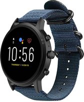 Nylon Smartwatch bandje - Geschikt voor  Fossil Gen 5 nylon gesp band - blauw - Strap-it Horlogeband / Polsband / Armband